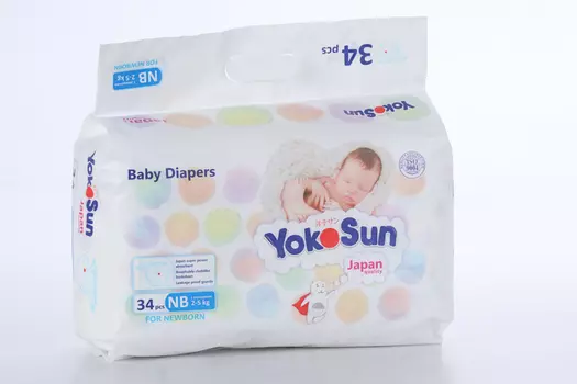 Подгузники YokoSun на липучках NB (2-5 кг), 34 шт