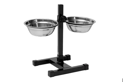 Подставка Пижон с мисками, 2х500 мл, высота 30 см, разборная, черная