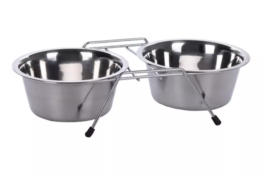 Подставка с мисками из нерж.стали 0,70 л