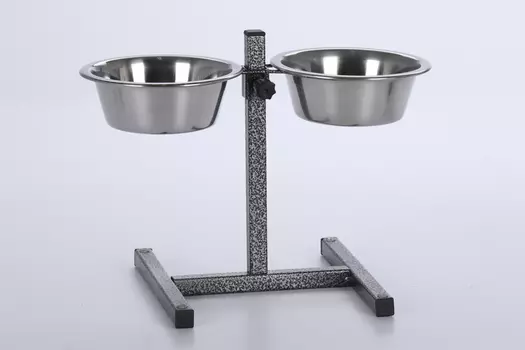 Подставка ZooKing квадратная+металл миски 2 шт 350 мл д/собак/кошек