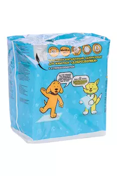 Подстилки Пелигрин Доброзверики д/животных с бумагой тиссью/суперабсорбент 20 шт