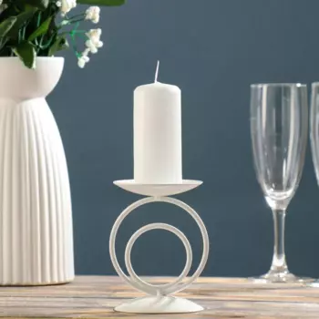 Подсвечник Омский свечной завод металл на 1 свечу "Закат", 11х8,3 см, белый