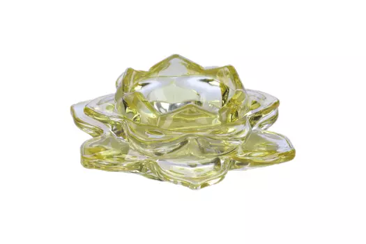 Подсвечник стекло на 1 свечу Лотос желтый 5,5х12х12 см