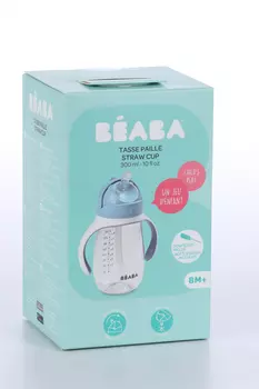 Поильник Beaba с трубочкой голубой, 300 мл