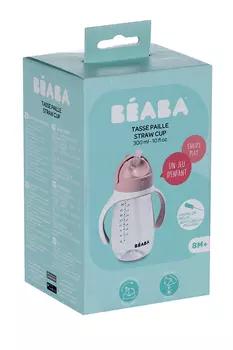 Поильник Beaba с трубочкой розовый, 300 мл