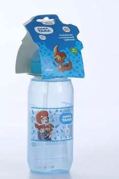 Поильник Мама Тама с силик трубочкой голубой (с 12 мес), 400 мл, (МТ/012)