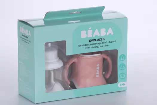 Поильник непроливайка Beaba 3 в 1 розовый, 150 мл