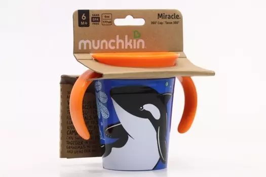 Поильник-непроливайка Манчкин Миракл Эко с ручками Косатка (с 6 мес), 177 мл