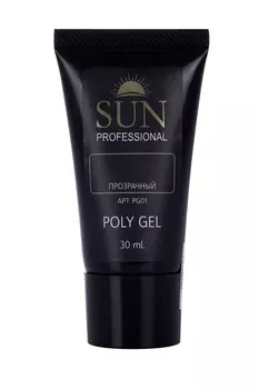 Полигель SUN Professional д/наращивания/дизайна/укрепления ногтей PG01 прозрач 30 мл