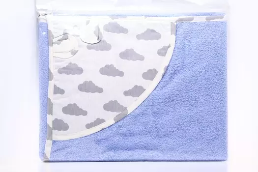 Полотенце АмароБеби детское махровое с уголком Сьют Лав Облака серый/голуб