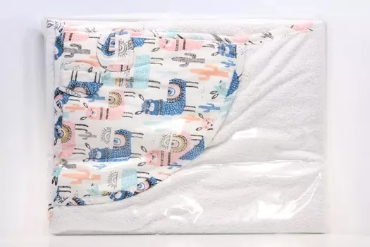 Полотенце АмароБеби детское с уголком Сьют Лав Ламы белое 90х90