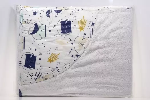 Полотенце АмароБеби детское с уголком Сьют Лав Космос белое 90х90