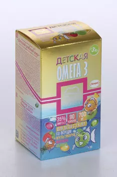 Полярис Омега 3 детская Полиен мультифрукт/малина/яблоко (с 3 лет), 90 шт, капсулы жевательные