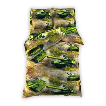 Постельное белье Этель 1.5 сп Танки 143х215 см 150х214 см наволочка 50х70 см бязь 125 г/м2