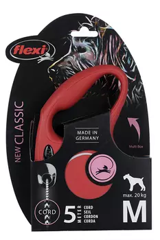 Поводок-рулетка Flexi new classic cord M 5 м 20 кг красный