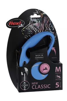 Поводок-рулетка Flexi new classic cord M 5 м 20 кг синий