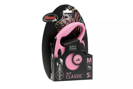 Поводок-рулетка Flexi New Classic д/собак до 20 кг трос M 5 м розовый