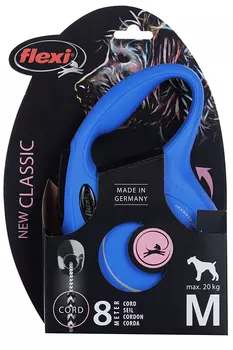 Поводок-рулетка Flexi New Classic д/собак до 20 кг трос M 8 м голубой