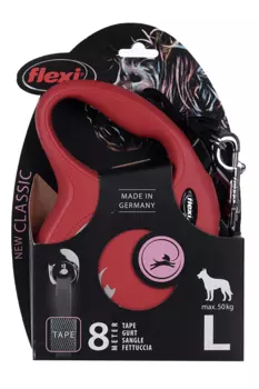 Поводок-рулетка Flexi new classic tape L 8 м до 50 кг красный