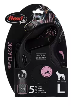 Поводок-рулетка Flexi new classic tape L 5м 50 кг черный