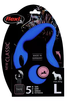 Поводок-рулетка Flexi new classic tape L 5 м до 50 кг синий