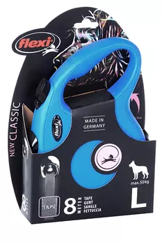 Поводок-рулетка Flexi new classic tape L 8 м 50 кг синий