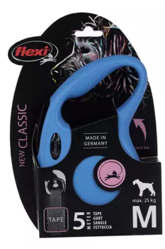 Поводок-рулетка Flexi new classic tape M 5 м до 25 кг синий