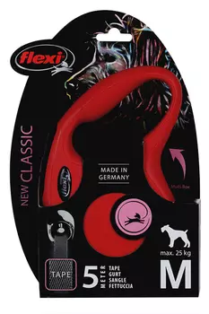 Поводок-рулетка Flexi new classic tape M 5 м до 25 кг красный