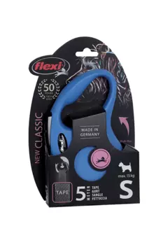 Поводок-рулетка Flexi new classic tape S 5 м до 15 кг синий