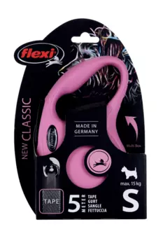 Поводок-рулетка Flexi new classic tape S 5 м до 15 кг розовый