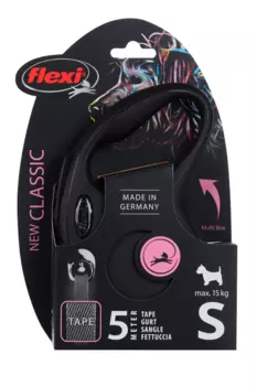 Поводок-рулетка Flexi new classic tape S 5 м до 15 кг черный