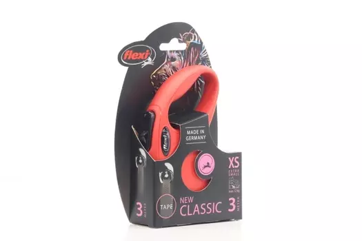 Поводок-рулетка Flexi new classic tape XS 3 м до 12 кг красный