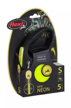 Поводок-рулетка Flexi New Neon д/собак до 12 кг трос S 5 м черный/желтый