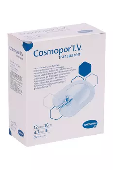 Повязка Cosmopor I.V. Transparent пластырного типа стерил д/фикс канюль 12х10 см, 50 шт
