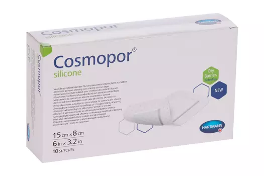 Повязка Cosmopor silicone с контактным слоем из силикона пластырный тип 15х8 см, 10 шт