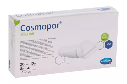 Повязка Cosmopor silicone с контактным слоем из силикона пластырный тип 20х10 см, 10 шт