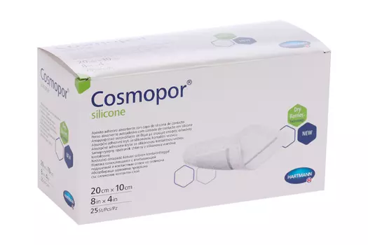 Повязка Cosmopor silicone с контактным слоем из силикона пластырный тип 20х10 см, 25 шт