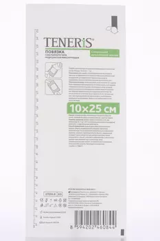 Повязка пластырн Тенерис 25х10 см на нетканой основе с впитывающ подуш, Спектрум