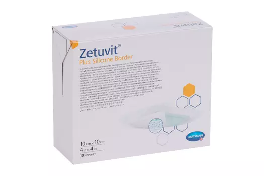 Повязка Zetuvit Plus Silicone Border стер/самок суперабс с слоем из силик 10х10 см, 10 шт