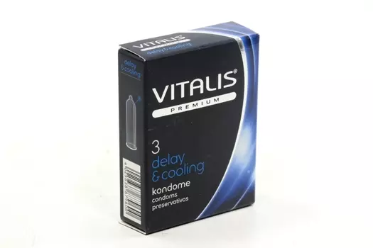 Презервативы Vitalis Premium delay and cooling с охлажд эффектом ширина 53 мм, 3 шт