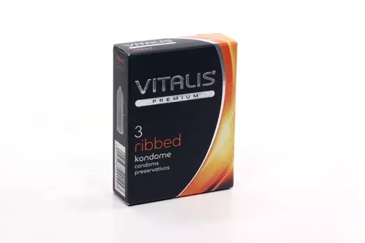 Презервативы Vitalis Premium ribbed ширина 52 мм, 3 шт
