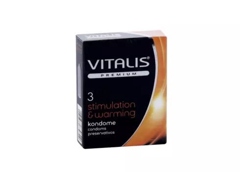 Презервативы Vitalis Premium stimulation and warming с согрев эффектом ширина 53 мм, 3 шт