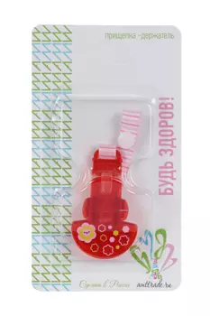 Прищепка-держатель д/пустышки на ленте, (4001)