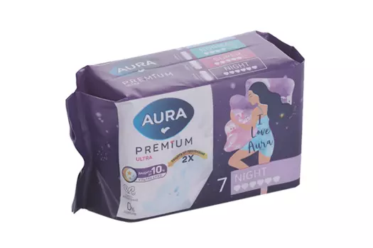 Прокладки Aura Premium Night гигиен женск, 7 шт