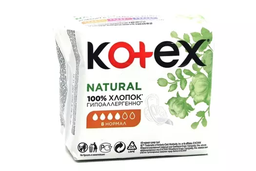 Прокладки Котекс Натурал Нормал, 8 шт