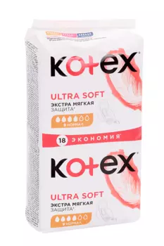 Прокладки Kotex Ultra Soft нормал, 18 шт