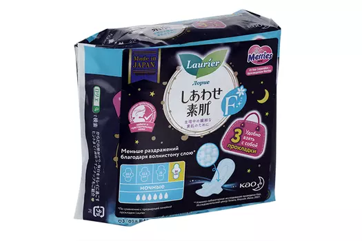 Прокладки Laurier F тонкие гигиенические с крылышками 30 см ночн жен, 3 шт