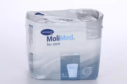 Прокладки МолиМед премиум актив урологич д/муж со вкладышем, 14 шт