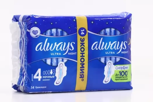Прокладки Олвейз ультра найт дуо, 14 шт