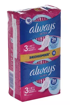 Прокладки Олвейз ультра супер дуо, 16 шт